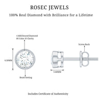 Minimal Bezel Set Diamond Everyday Earrings with Screw Back