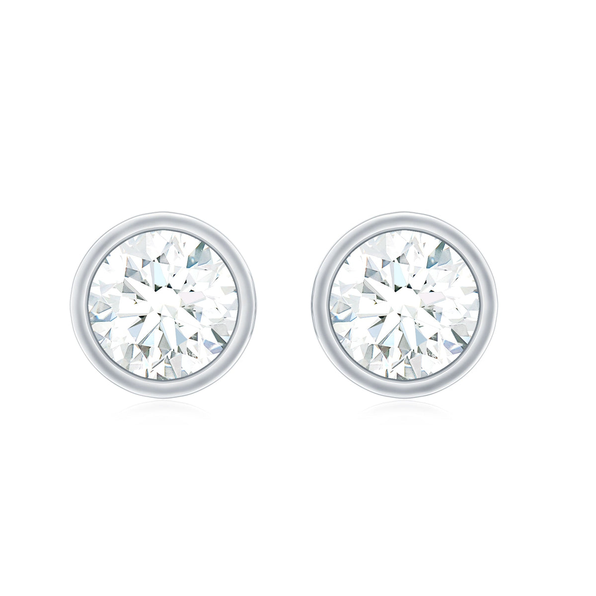Minimal Bezel Set Diamond Everyday Earrings with Screw Back