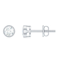 Minimal Bezel Set Diamond Everyday Earrings with Screw Back