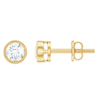 Minimal Bezel Set Diamond Everyday Earrings with Screw Back