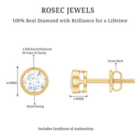 Minimal Bezel Set Diamond Everyday Earrings with Screw Back