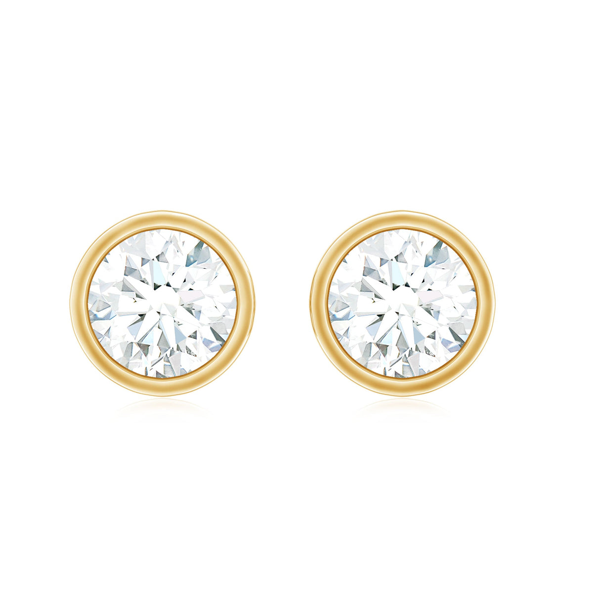 Minimal Bezel Set Diamond Everyday Earrings with Screw Back