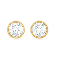 Minimal Bezel Set Diamond Everyday Earrings with Screw Back