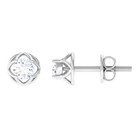 Round Diamond Solitaire Stud Earrings with Screw Back
