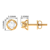 Round Diamond Solitaire Stud Earrings with Screw Back