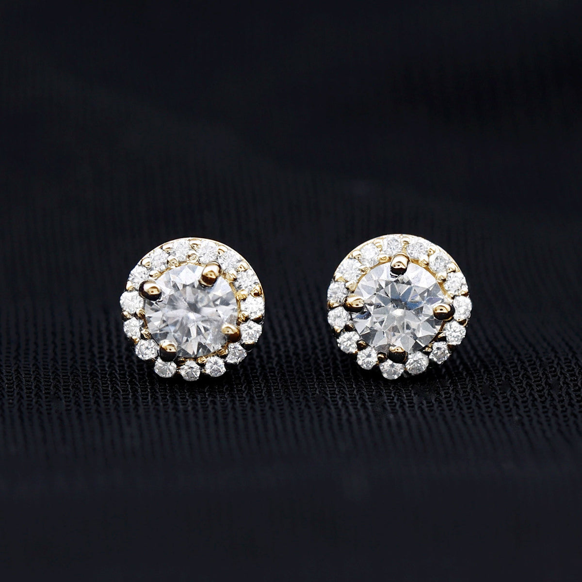 Rosec Jewels 1 CT Zircon classic halo stud earrings featuring sparkling zircon gemstones in a timeless design.