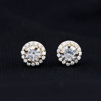 Rosec Jewels 1 CT Zircon classic halo stud earrings featuring sparkling zircon gemstones in a timeless design.