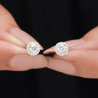 Rosec Jewels 1 CT zircon classic halo stud earrings, sparkling earrings with a central zircon stone and halo design.