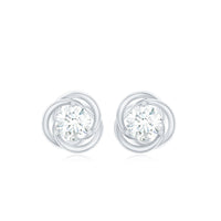Real Diamond Swirl Stud Earrings for Women