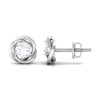 Rosec Jewels 3/4 CT zircon solitaire stud earrings with swirl detail, sparkling jewelry for elegant style.