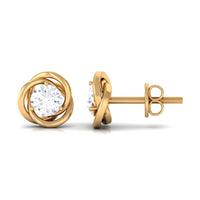 Rosec Jewels 3/4 CT zircon solitaire stud earrings with elegant swirl details, showcasing sparkling cubic zirconia and intricate design.