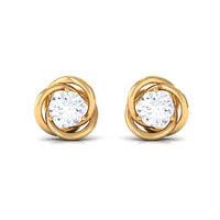 Rosec Jewels 3/4 CT zircon solitaire stud earrings with swirl designs, showcasing sparkling cubic zirconia and intricate metal detailing.