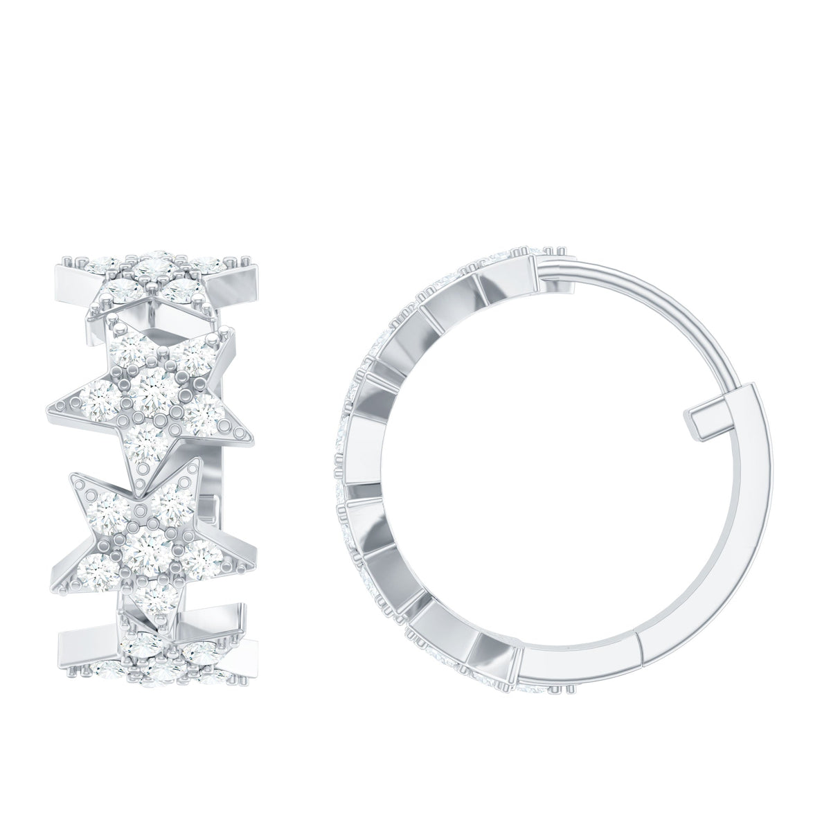 Zircon Star Celestial Hoop Earrings