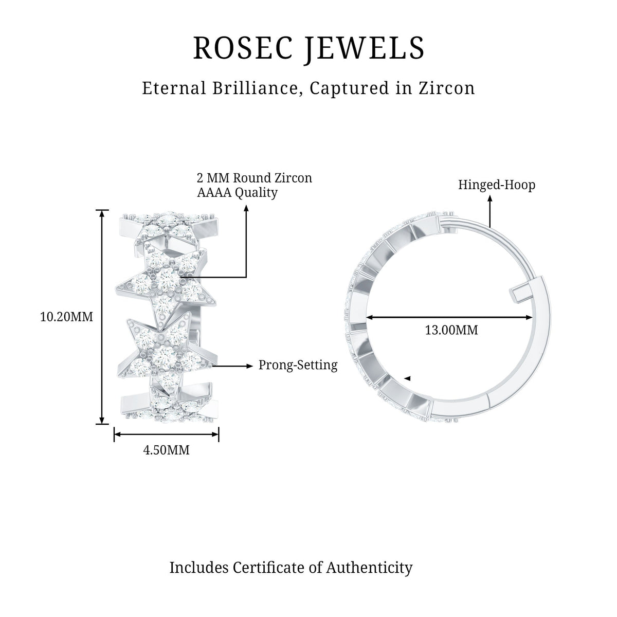 Zircon Star Celestial Hoop Earrings