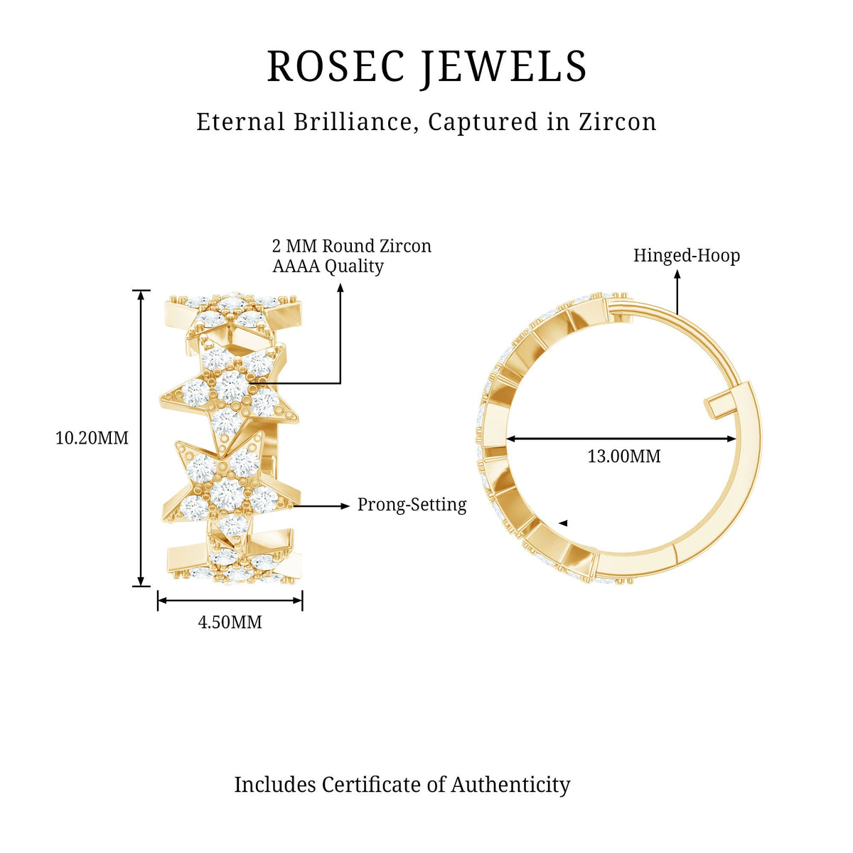 Zircon Star Celestial Hoop Earrings