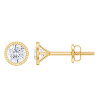 Round Diamond Solitaire Stud Earrings in Bezel Setting