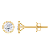 Round Diamond Solitaire Stud Earrings in Bezel Setting
