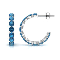 Real London Blue Topaz Hoop Earrings For Women