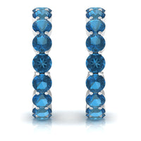 Real London Blue Topaz Hoop Earrings For Women