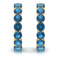 Real London Blue Topaz Hoop Earrings For Women