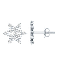 Rosec Jewels moissanite snowflake stud earrings for women, featuring sparkling snowflake designs in silver-tone metal.