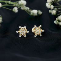Moissanite snowflake stud earrings for women by Rosec Jewels, featuring sparkling gemstone accents on silver-tone earrings.