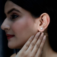 Moissanite snowflake stud earrings for women by Rosec Jewels, featuring sparkling gemstone details and a delicate snowflake design.