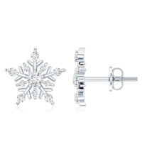 Certified Moissanite Snowflake Stud Earrings for Women
