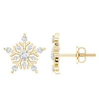 Certified Moissanite Snowflake Stud Earrings for Women