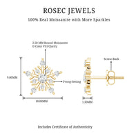 Certified Moissanite Snowflake Stud Earrings for Women