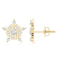 Certified Moissanite Snowflake Stud Earrings for Women