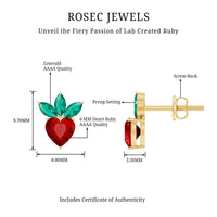 Rosec Jewels strawberry earrings featuring lab-grown ruby and emerald gemstones with intricate metalwork.