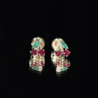 Natural Ruby and Emerald Cherry Earrings with Certificate