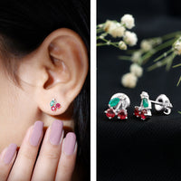 Natural Ruby and Emerald Cherry Earrings with Certificate
