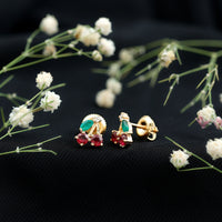 Natural Ruby and Emerald Cherry Earrings with Certificate