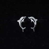 Cute Dolphin Stud Earrings with Moissanite