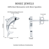 Cute Dolphin Stud Earrings with Moissanite