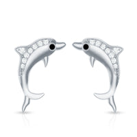 Cute Dolphin Stud Earrings with Moissanite