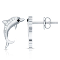 Cute Dolphin Stud Earrings with Moissanite