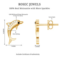 Cute Dolphin Stud Earrings with Moissanite