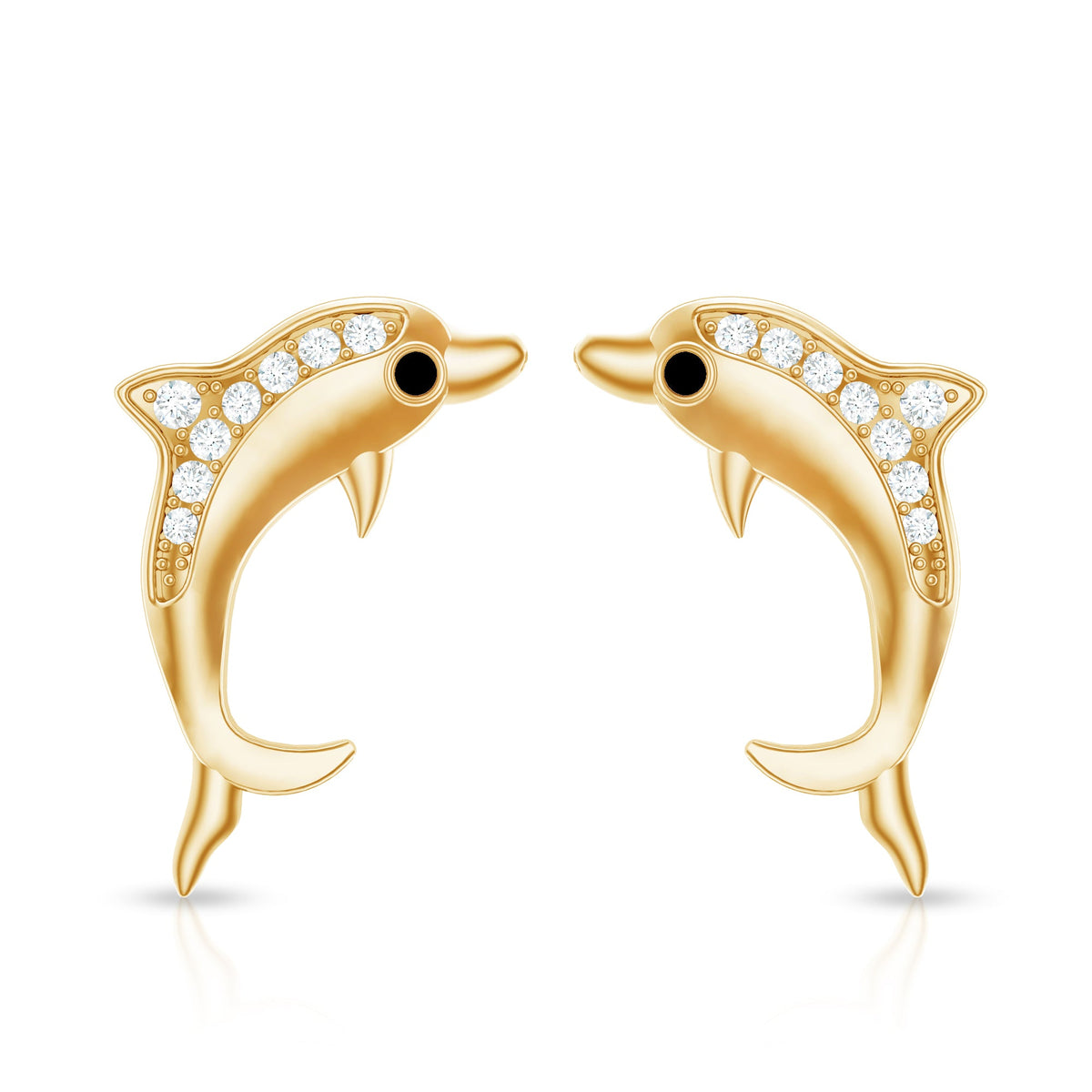 Cute Dolphin Stud Earrings with Moissanite