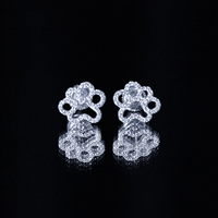 Moissanite Paw Print Earrings With Certificate