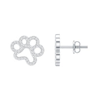 Moissanite Paw Print Earrings With Certificate
