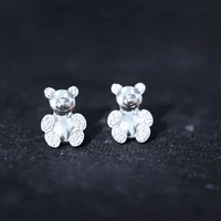 Teddy Bear Stud Earrings for Women with Diamonds