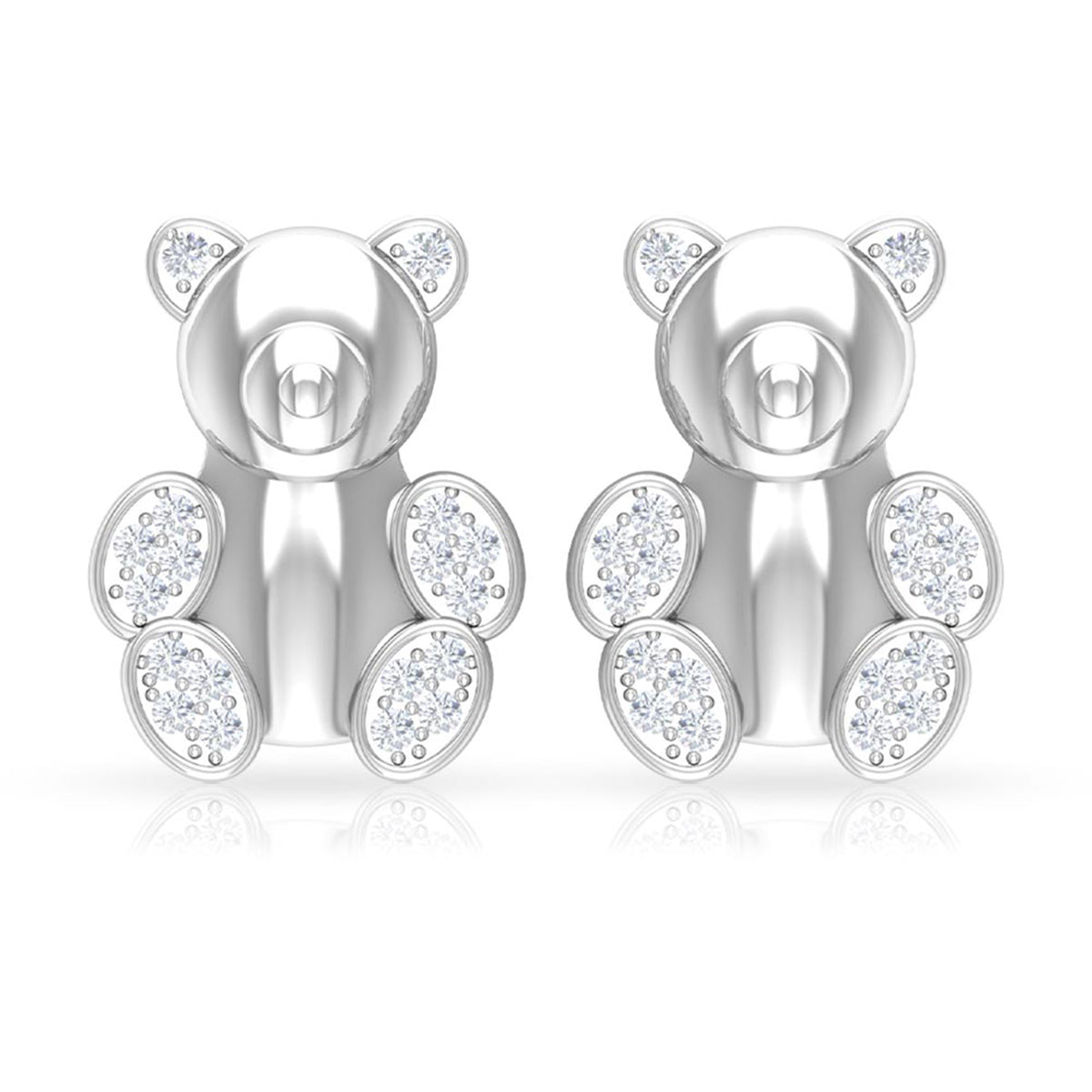 Teddy Bear Stud Earrings for Women with Diamonds