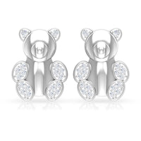 Teddy Bear Stud Earrings for Women with Diamonds
