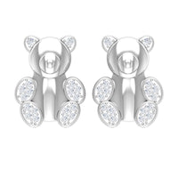 Teddy Bear Stud Earrings for Women with Diamonds