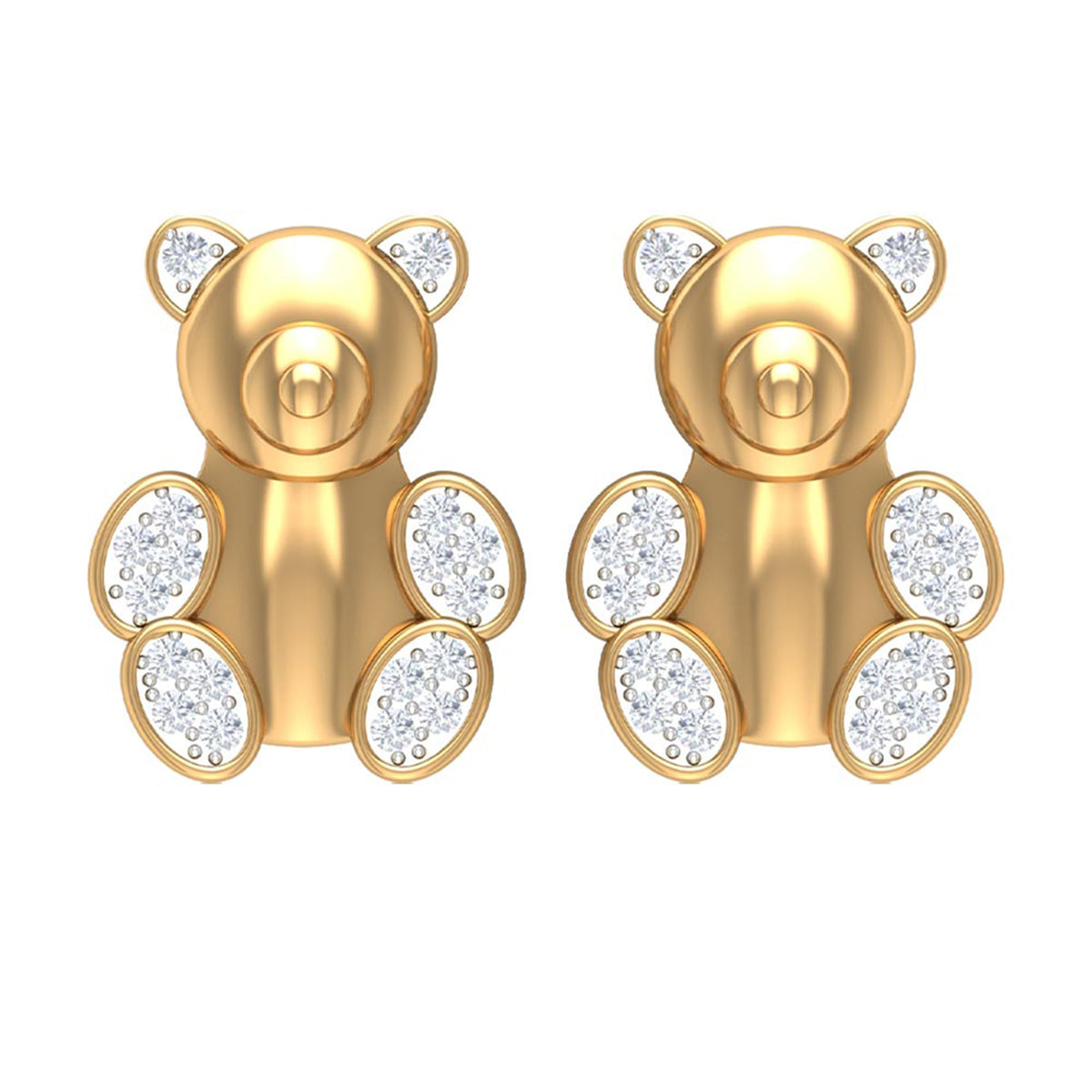 Teddy Bear Stud Earrings for Women with Diamonds
