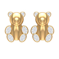 Teddy Bear Stud Earrings for Women with Diamonds