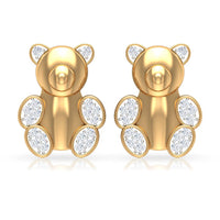 Teddy Bear Stud Earrings for Women with Diamonds